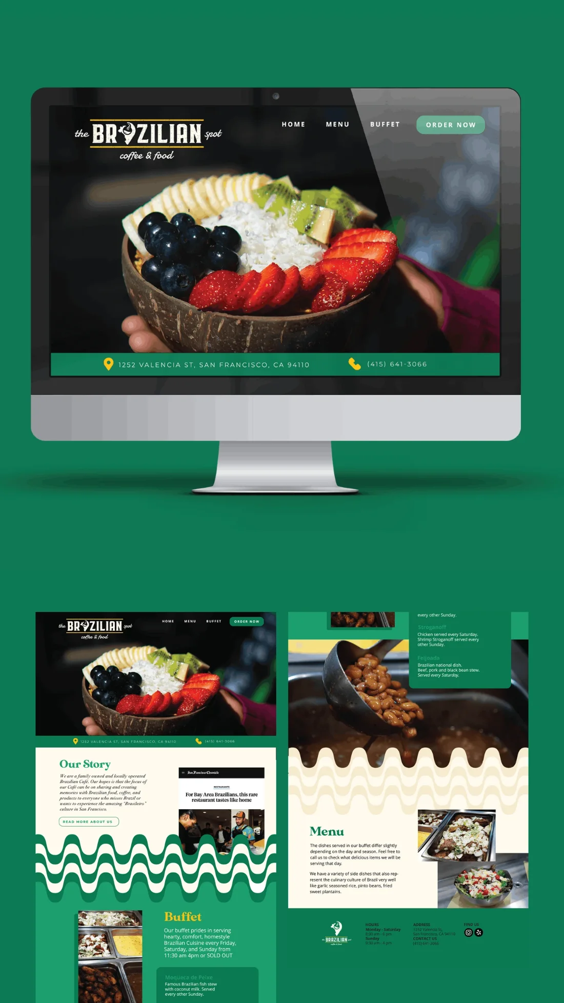 The Brazilian Spot website on desktop and pages